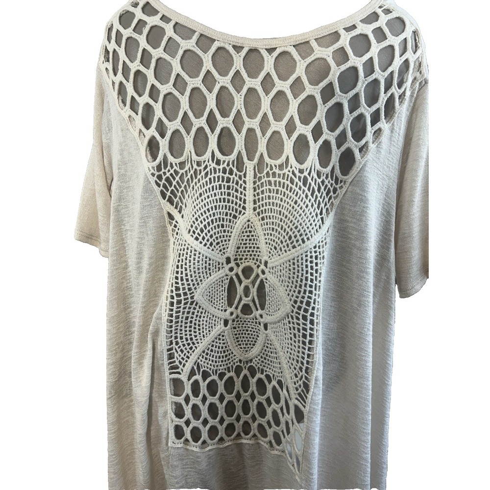 Basil ❤️ Lola Women's Crochett Fairy Coquette Sheer Flowy Oversized Top Sz M